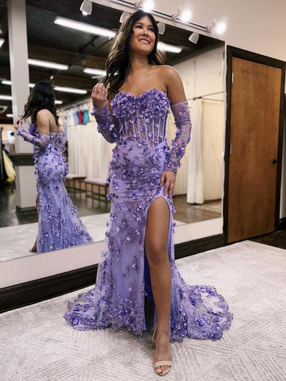 3D flower decorated sequin dress