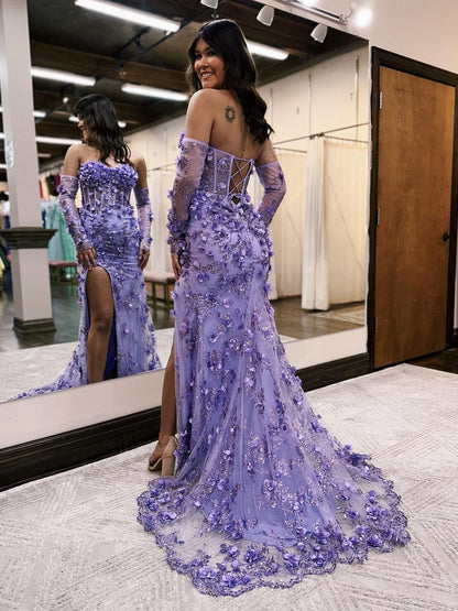 3D flower decorated sequin dress