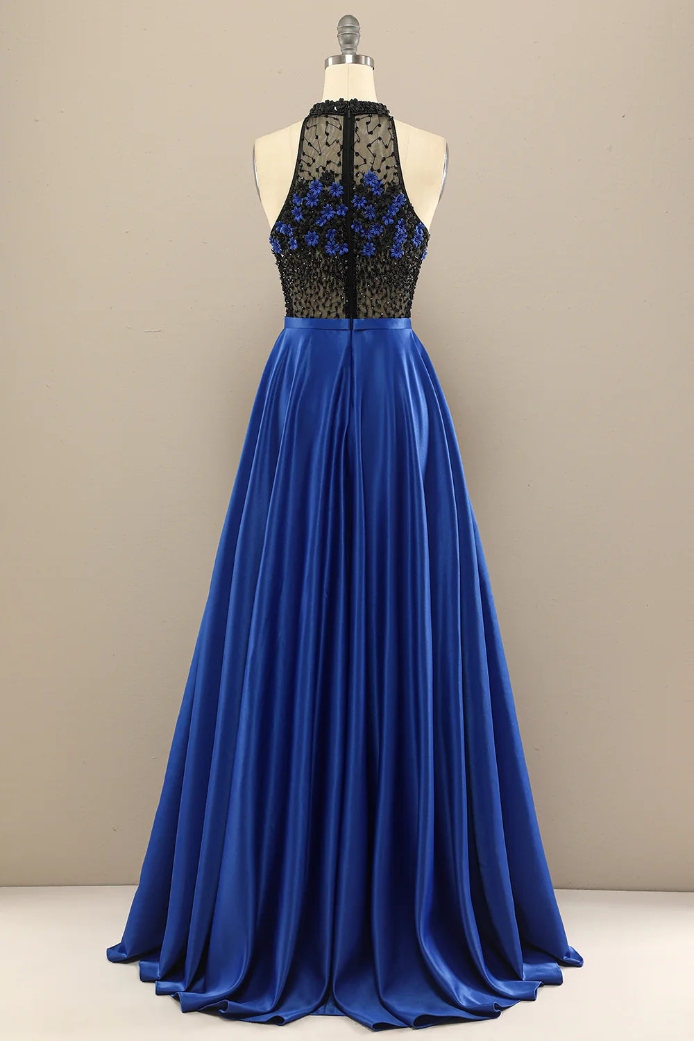 Beaded Flowers Long Prom Dress With Split