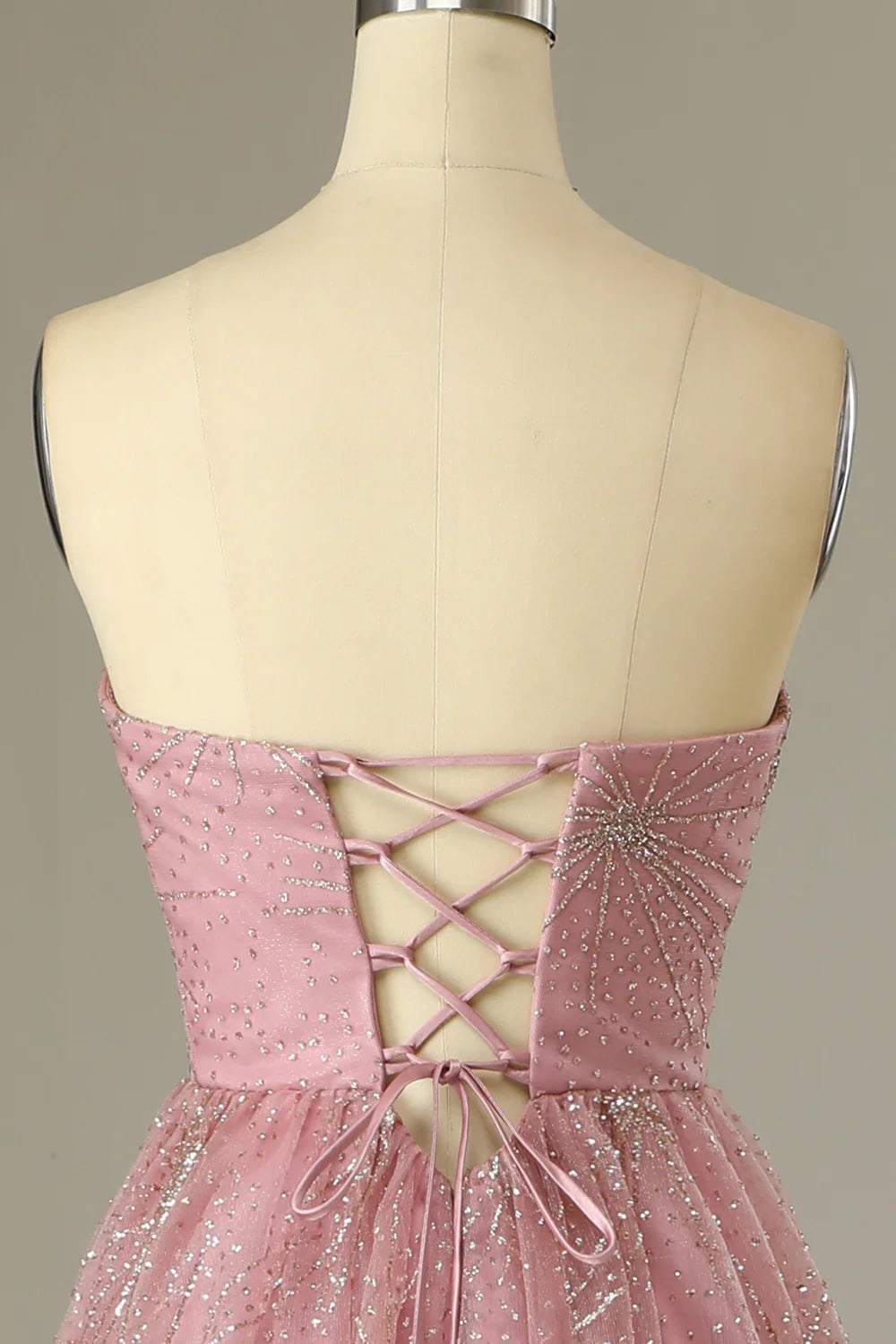 A Line Strapless Prom Dress with Criss Cross Back Off Shoulder Beautiful