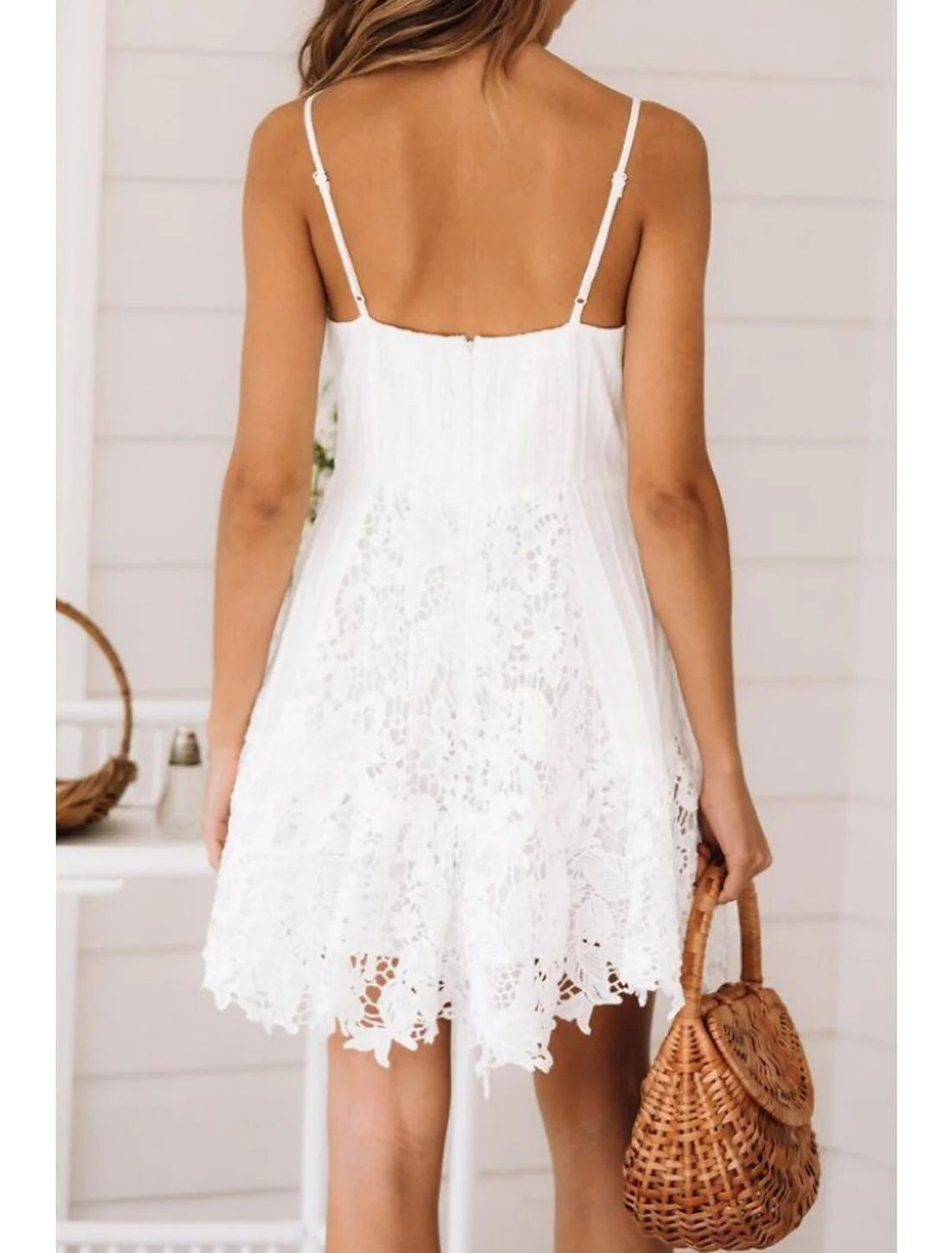 A-Line Sexy Homecoming Dresses Floral Dress Wedding Guest Holiday Short / Mini Sleeveless Spaghetti Strap Lace with Appliques