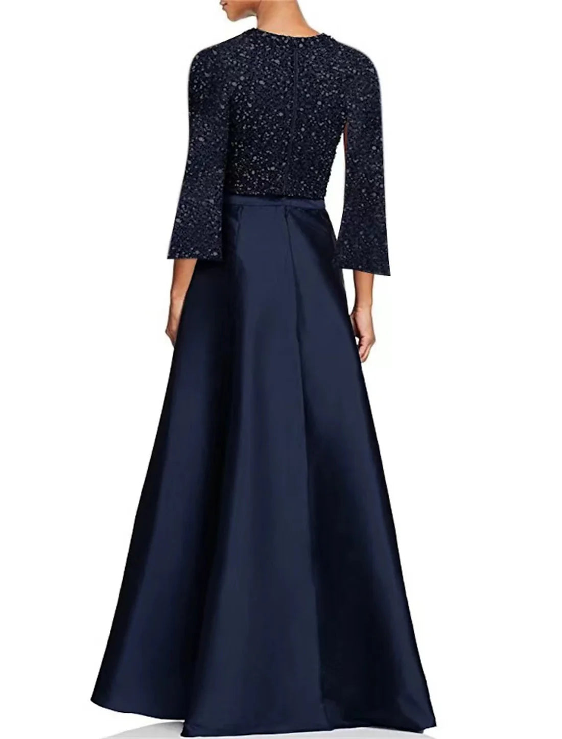 A-Line Cocktail Dresses Homecoming Dresses Elegant Dress Wedding Party Church Tea Length Long Sleeve Jewel Neck Pocket Sequined with Slit