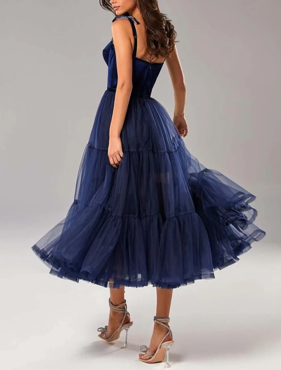 A-Line Prom Dresses Cocktail Dresses Elegant Dress Wedding Guest Prom Tea Length Sleeveless Strapless Tulle with Pleats Pure Color