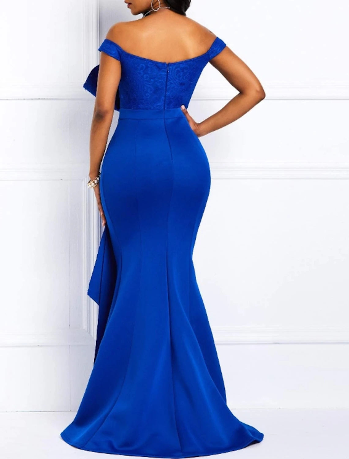 Sheath Mermaid Off the Shoulder Party Dress Short Sleeve Brush Train Dress with Sash / Ribbon Pearls