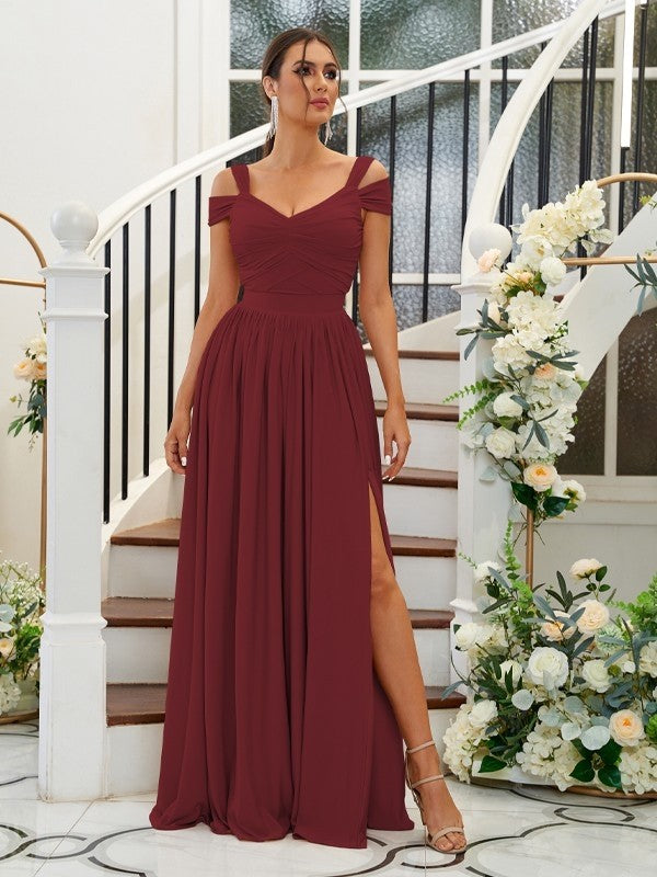 A-Line/Princess Jersey Ruffles Sweetheart Sleeveless Floor-Length Bridesmaid Dresses