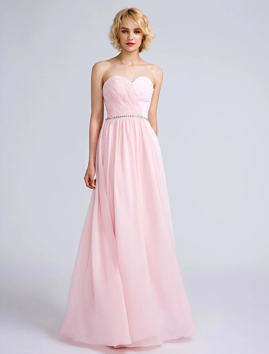 Sheath / Column Bridesmaid Dress Sweetheart Sleeveless Open Back Floor Length Chiffon with Criss Cross Solid Color