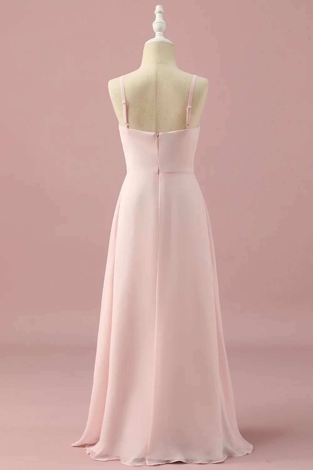 A-Line Neck Criss Cross Spaghetti Straps Chiffon Bridesmaid Dress