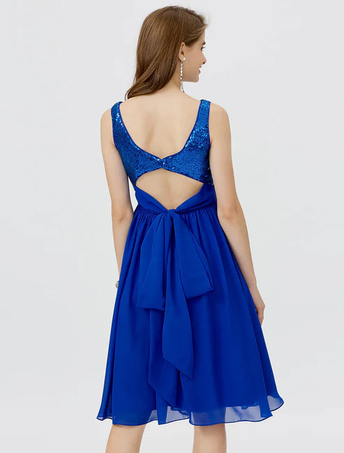 A-Line Cute Dress Cocktail Party Formal Evening Short / Mini Sleeveless V Neck Chiffon with Sequin Side Draping