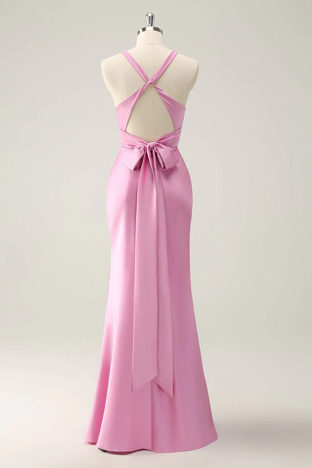Elegant Gowns Evening Dresses Halter Pink V Neck Long Prom Dress Formal Party Dress Charming