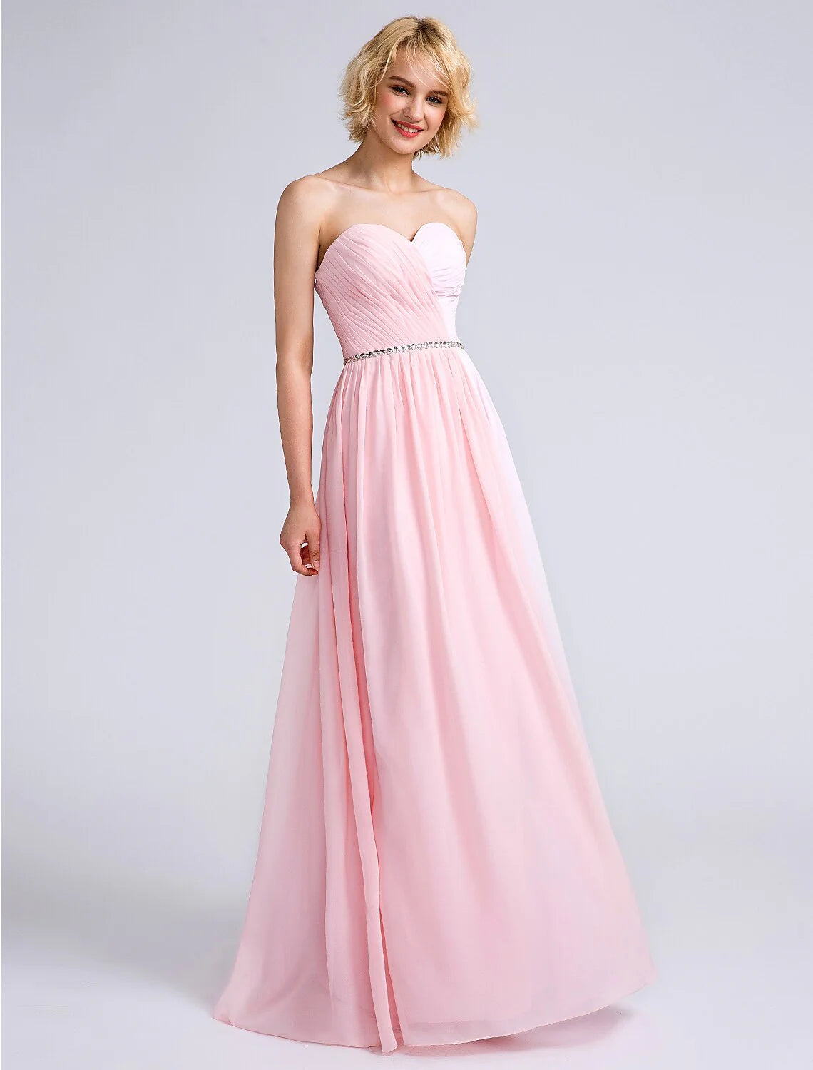 Sheath / Column Bridesmaid Dress Sweetheart Sleeveless Open Back Floor Length Chiffon with Criss Cross Solid Color