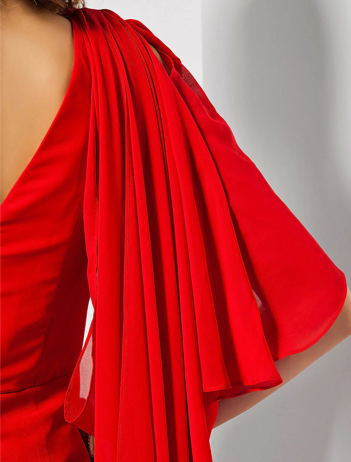Sheath / Column Empire Wedding Guest Formal Evening Dress One Shoulder Sleeveless Floor Length Chiffon with Draping Slit