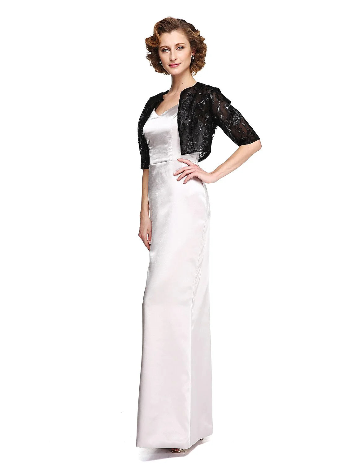 Sheath / Column Mother of the Bride Dress Two Piece Spaghetti Strap Floor Length Stretch Satin Sleeveless yes with Pleats