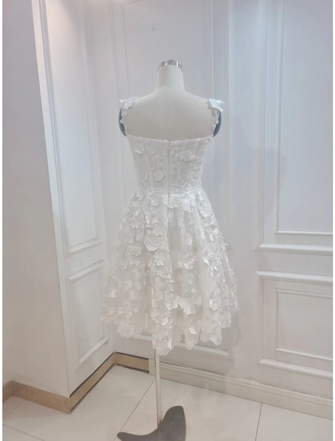 A-Line Cocktail Dresses Floral Dress Summer Short / Mini Sleeveless Spaghetti Strap Tulle with Appliques