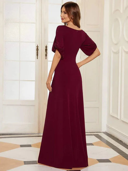 Trendy Round Neck Bodycon Wedding Guest Dress with Half Sleeves/Prom Dresses Party Dresses Wedding Guest Dresses