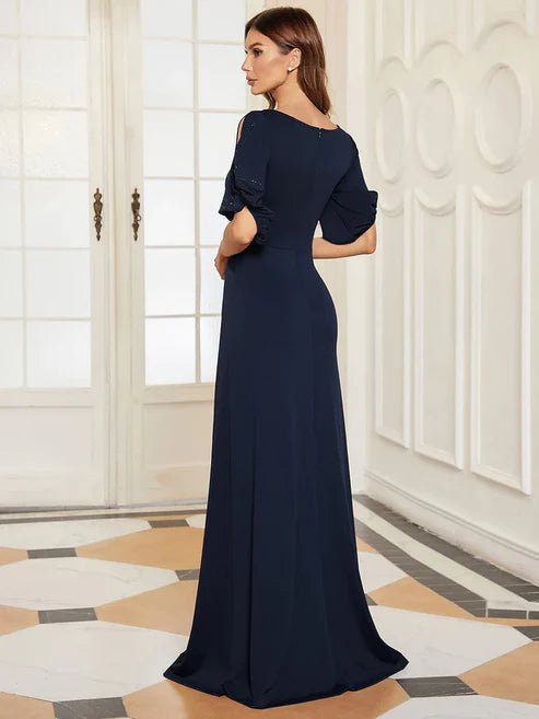 Trendy Round Neck Bodycon Wedding Guest Dress with Half Sleeves/Prom Dresses Party Dresses Wedding Guest Dresses