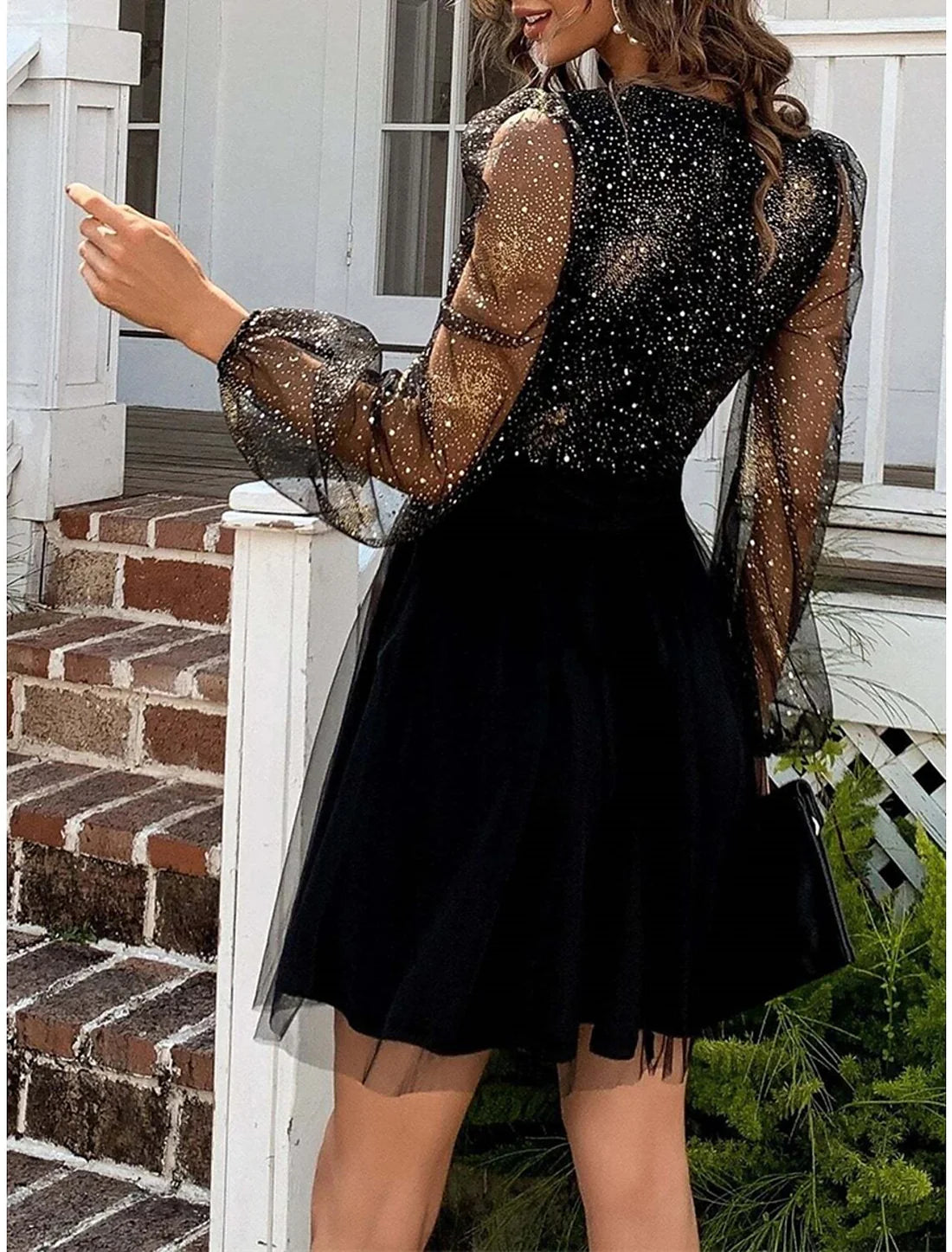 Sexy Dress Party Dress Homecoming Dress Mini Dress Long Sleeve Color Block Ruched Fall Winter V Neck Fashion Winter Dress Black Cocktail Dress