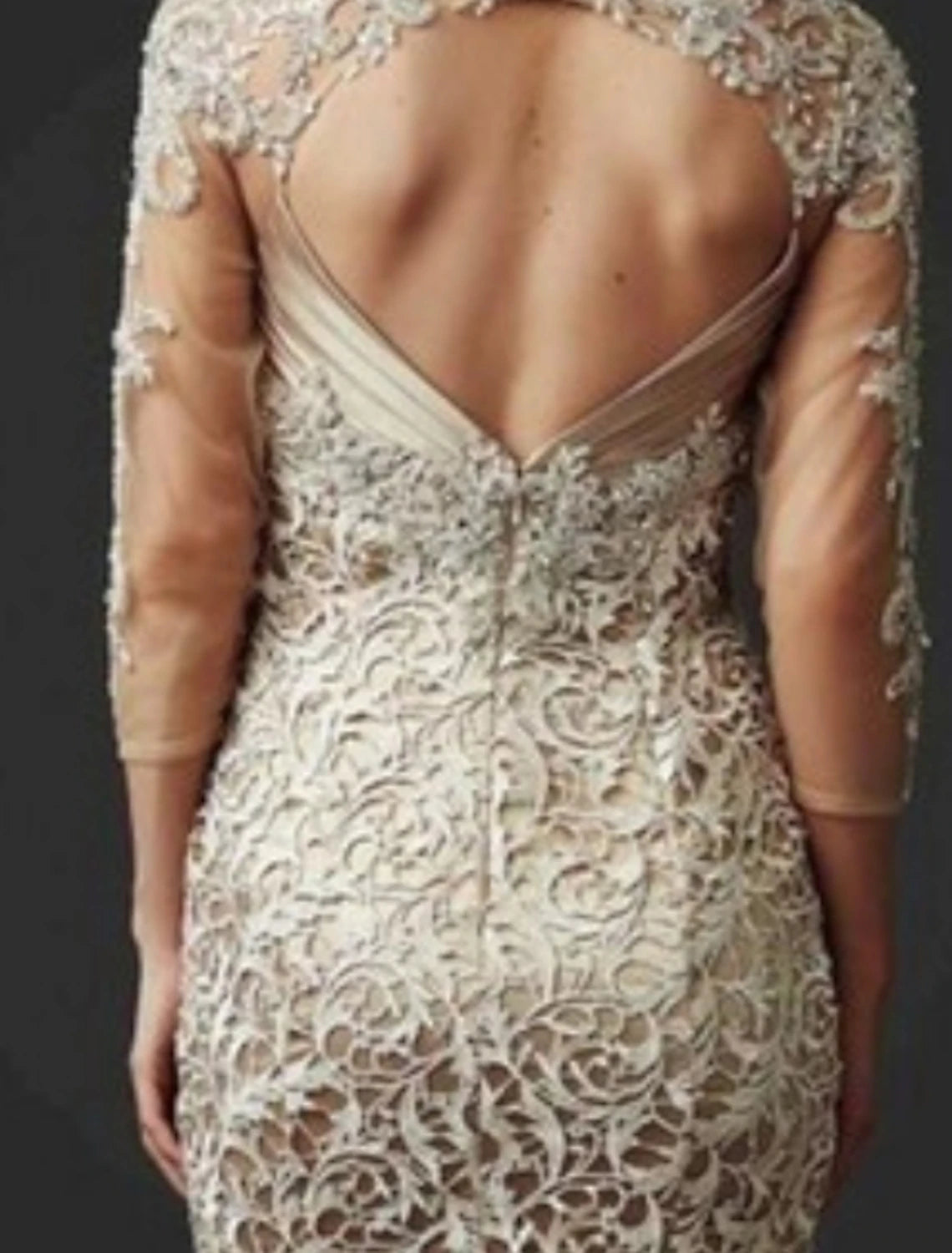 Mermaid / Trumpet Floor Length Lace Wedding Guest 3/4 Length Sleeve Mother of the Bride Dress