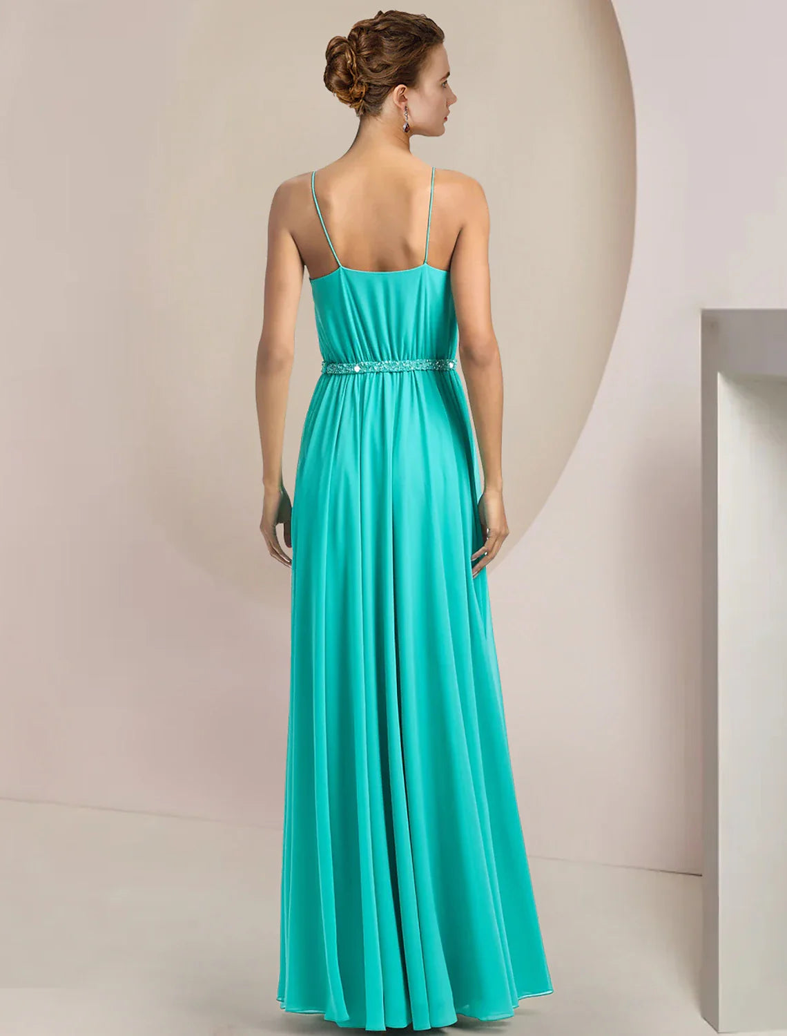 Two Piece Jumpsuits / Pantsuit Mother of the Bride Dress Formal Wedding Guest Elegant Scoop Neck Tea Length Chiffon Sleeveless with Beading Appliques