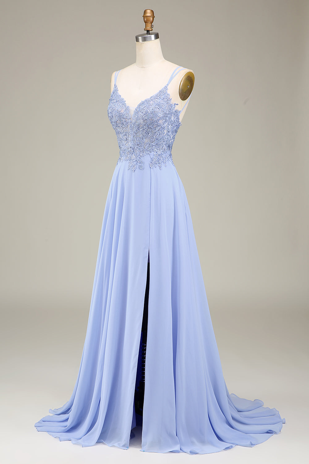 A-Line Lavender Long Prom Dress with Appliques And Slit Beautiful