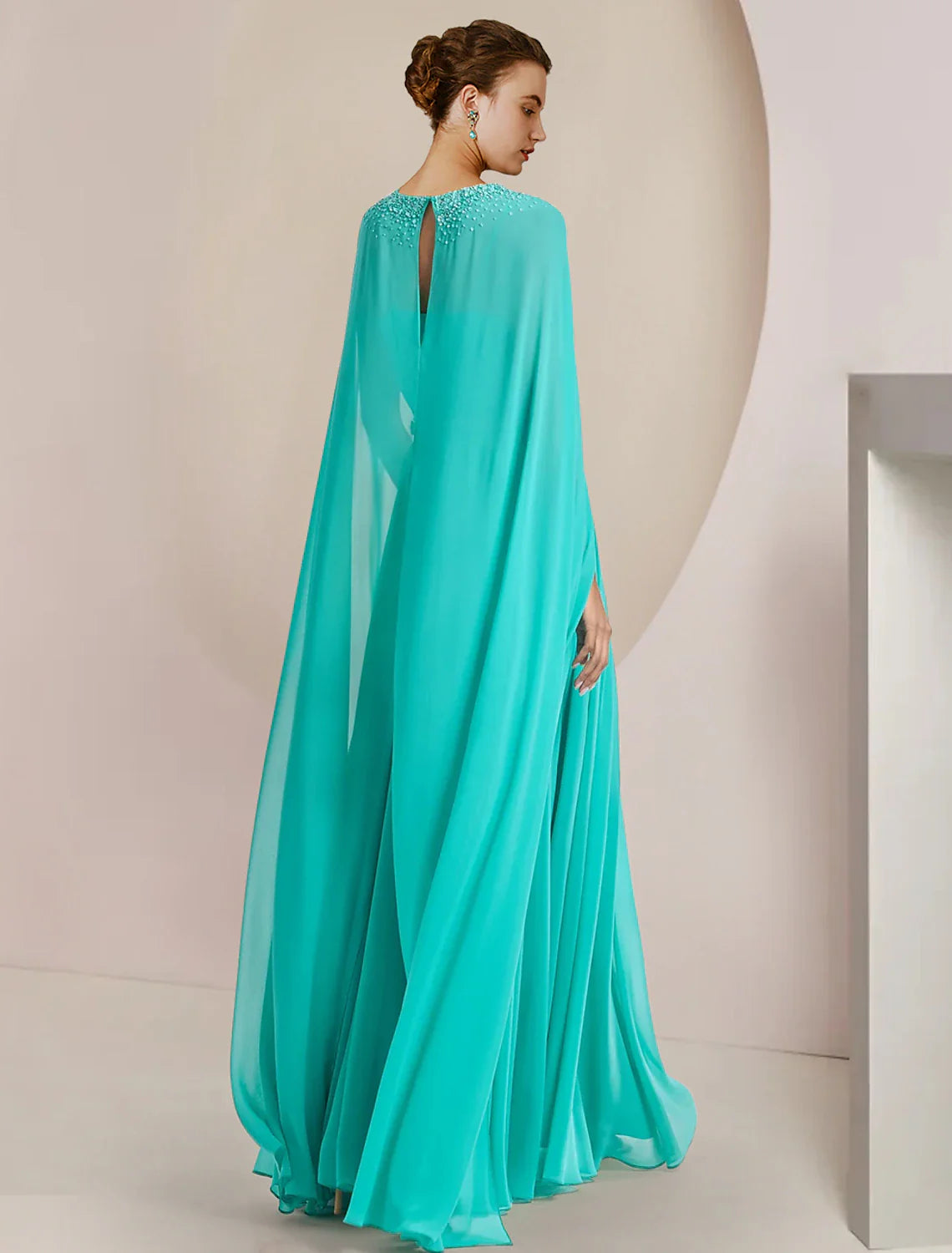 Two Piece Jumpsuits / Pantsuit Mother of the Bride Dress Formal Wedding Guest Elegant Scoop Neck Tea Length Chiffon Sleeveless with Beading Appliques