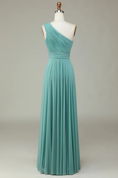 A-Line One Shoulder Floor Length  Bridesmaid Dress