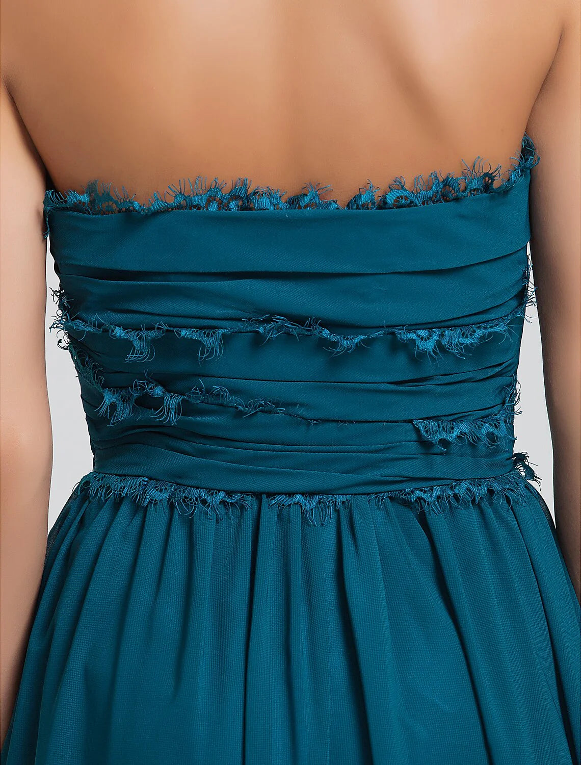 Column Strapless Floor Length Chiffon Bridesmaid Dress with Side Draping / Ruffles