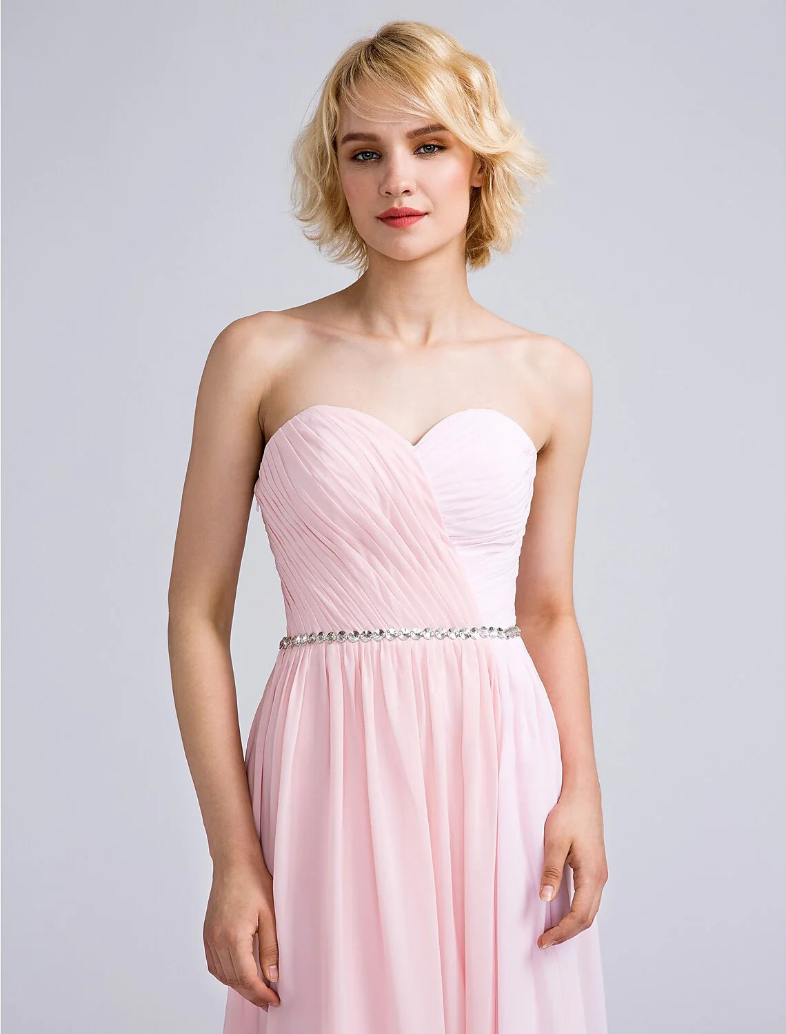 Sheath / Column Bridesmaid Dress Sweetheart Sleeveless Open Back Floor Length Chiffon with Criss Cross Solid Color