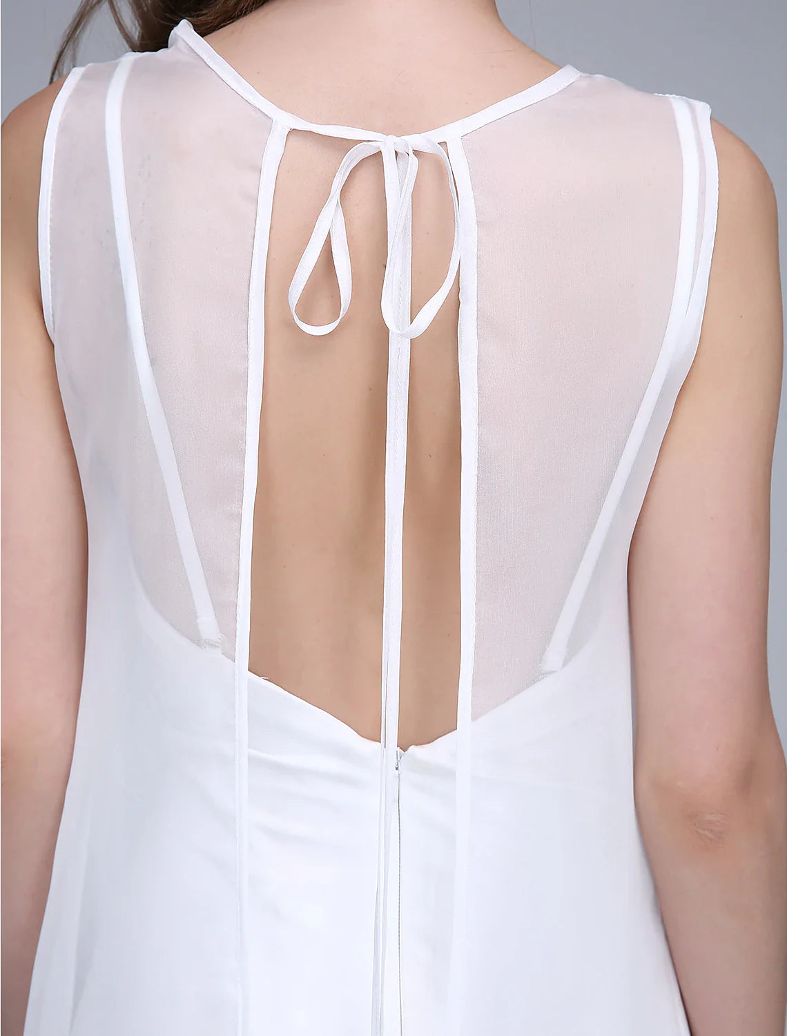 Sheath / Column Bridesmaid Dress Bateau Neck Sleeveless Open Back Ankle Length Chiffon / Jersey with Split Front