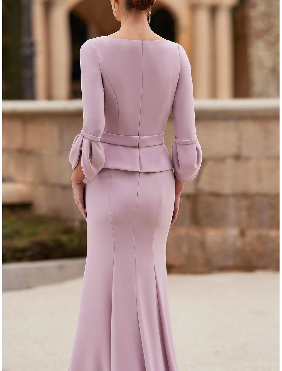 Mermaid / Trumpet Mother of the Bride Dress Floor Length Chiffon 3/4 Length Sleeve with Crystal