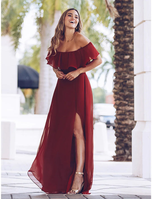 Women's Party Dress Long Maxi Dress Black Blue Purple Short Sleeve Pure Color Ruched Fall Spring U Neck Loose Fit