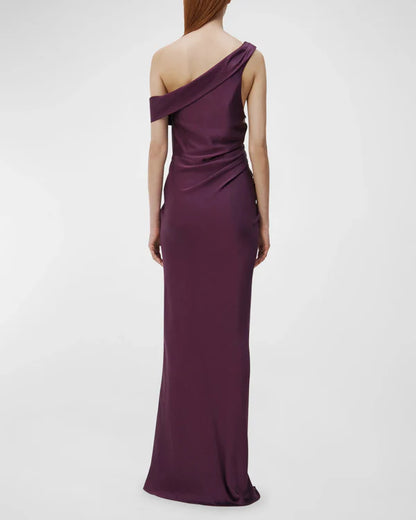 A noble one shoulder sleeveless off the shoulder and floor length prom dress Evening Dress