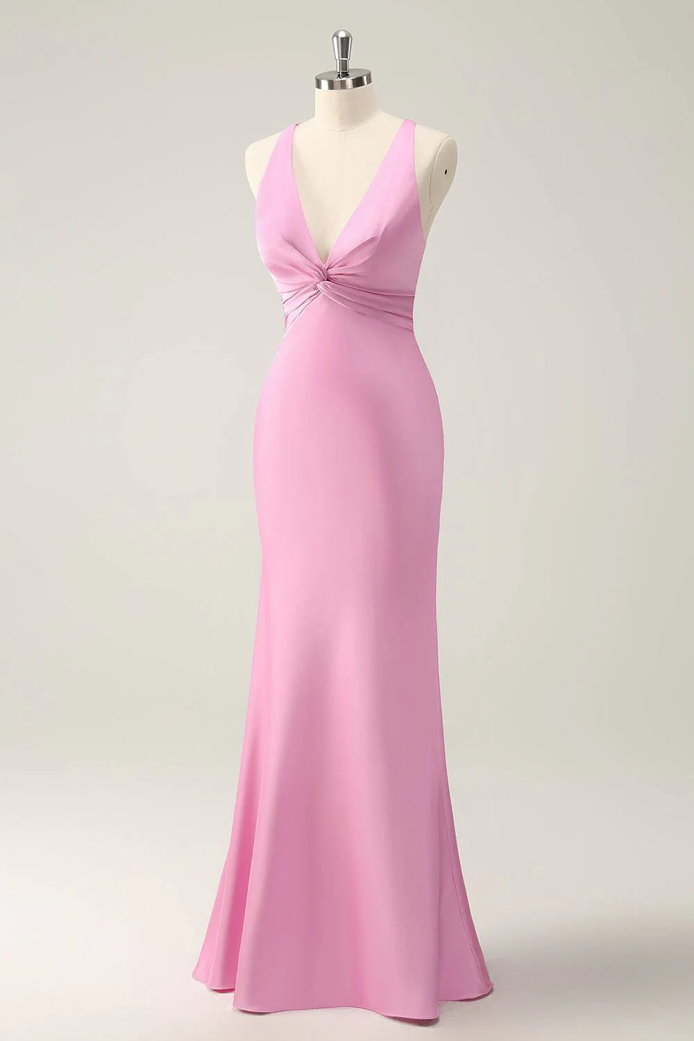 Elegant Gowns Evening Dresses Halter Pink V Neck Long Prom Dress Formal Party Dress Charming