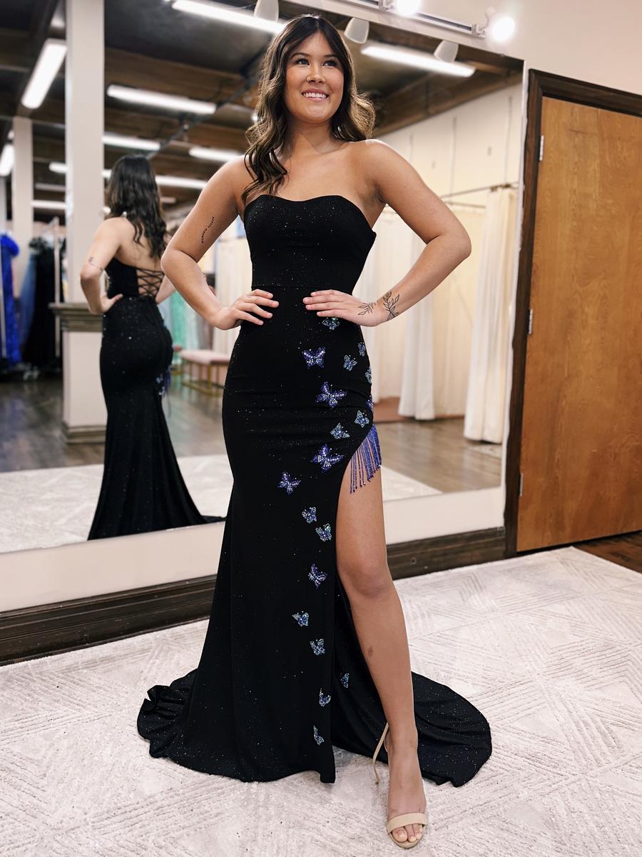 Butterfly tassel strapless dress