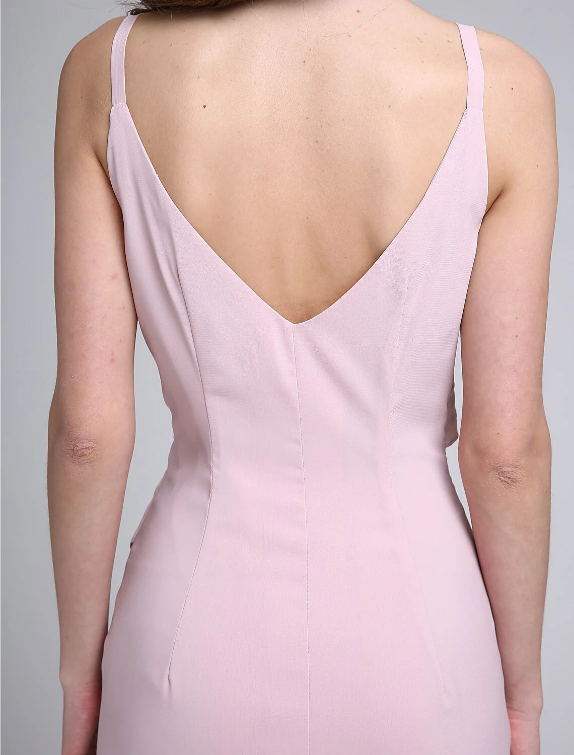 Sheath / Column Bridesmaid Dress Spaghetti Strap Sleeveless Elegant Knee Length Chiffon with Ruffles