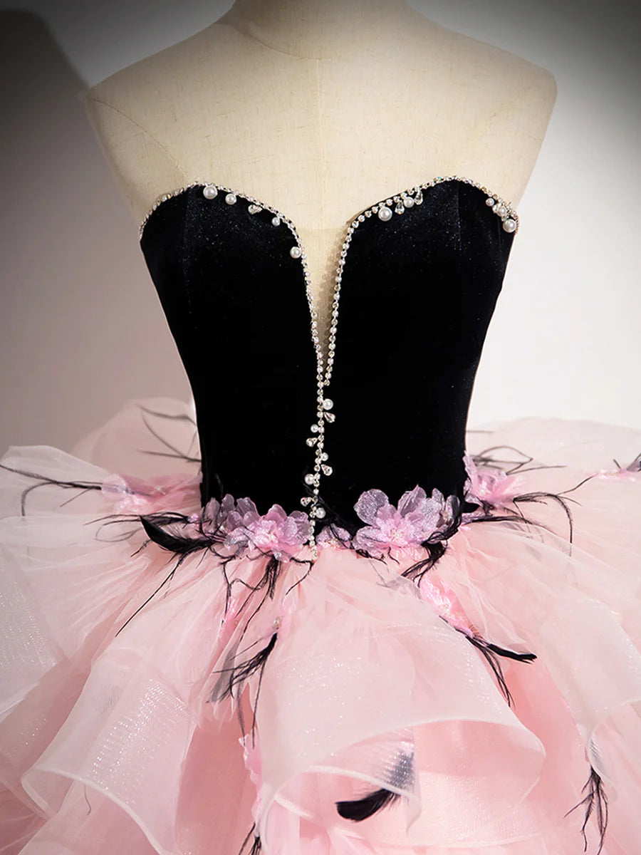 A Line Quinceanera Dresses Princess Dress Velvet Strapless Formal Evening Dress With Ruffles