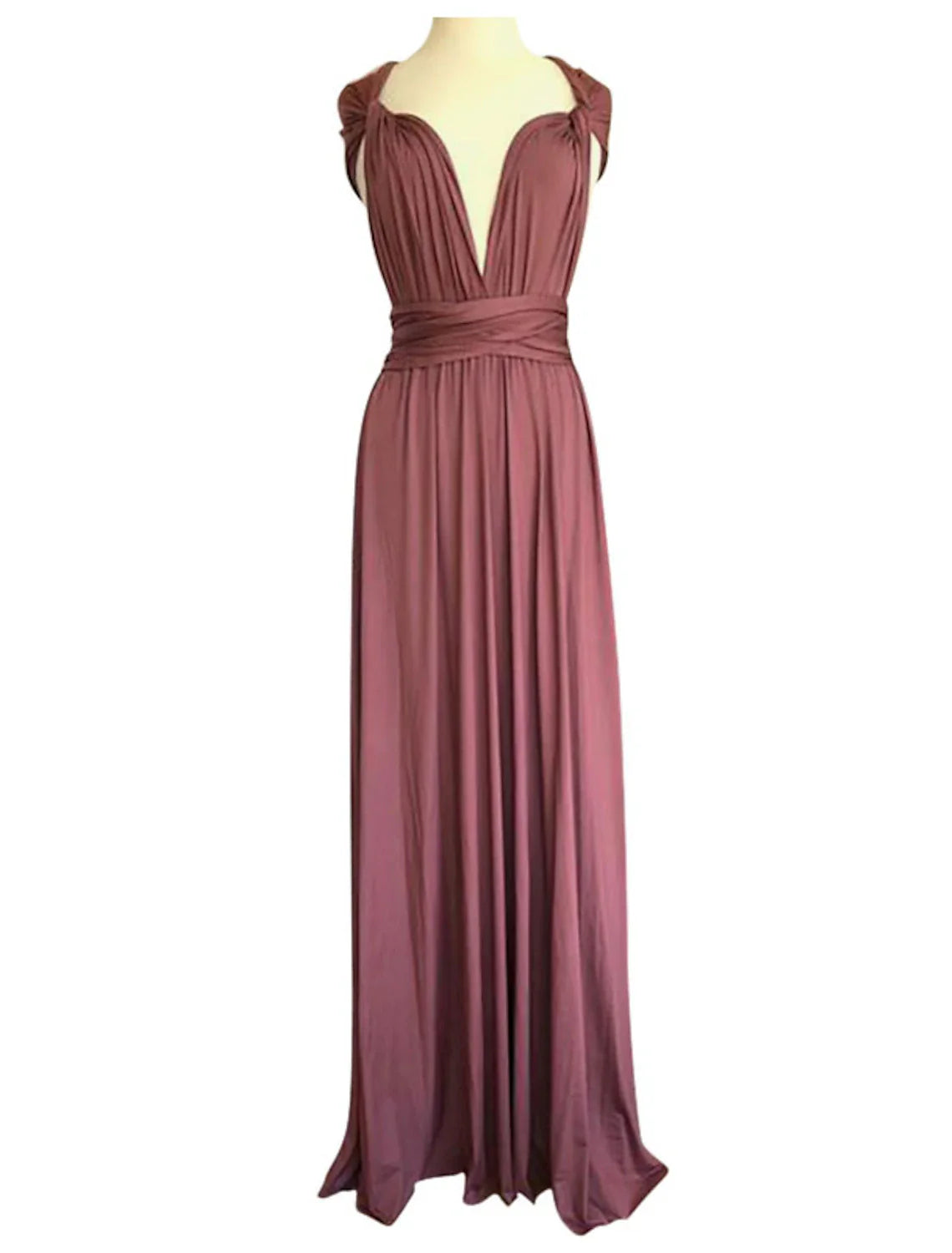 Column Bridesmaid Dress Cross Front / V Neck Sleeveless Elegant Floor Length Spandex with Draping / Ruching