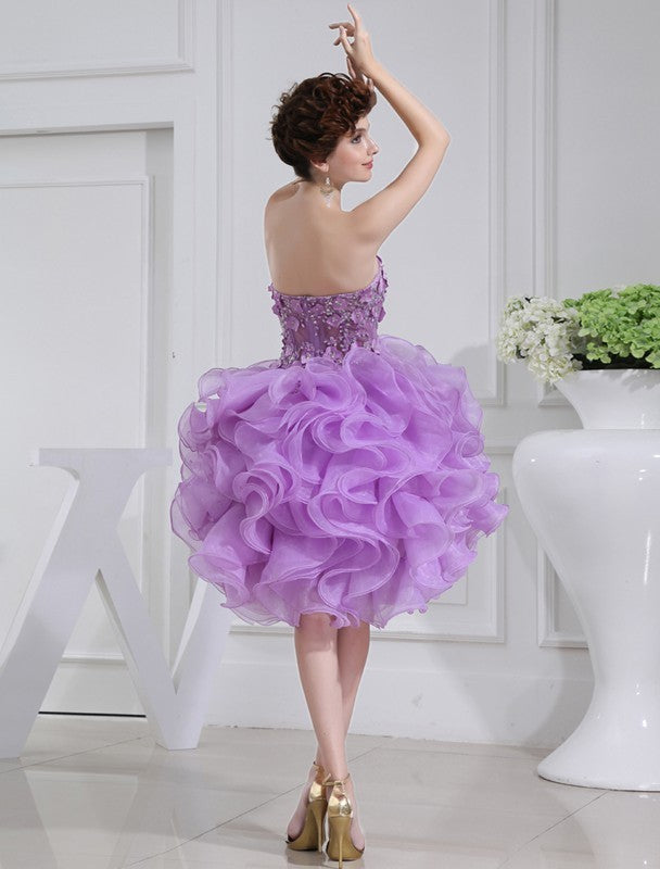 A-Line/Princess Beading Sweetheart Sleeveless Short Organza Cocktail Dresses