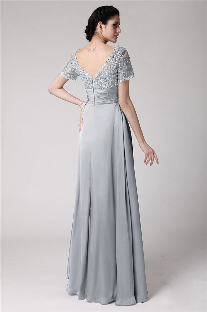 Sheath/Column Square Beading Applique Elastic Woven Satin Mother of the Bride Dresses