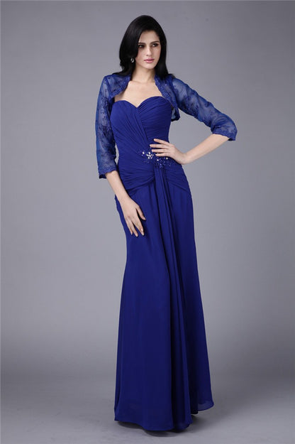 Sheath/Column Sweetheart Beading Applique Chiffon Mother of the Bride Dresses