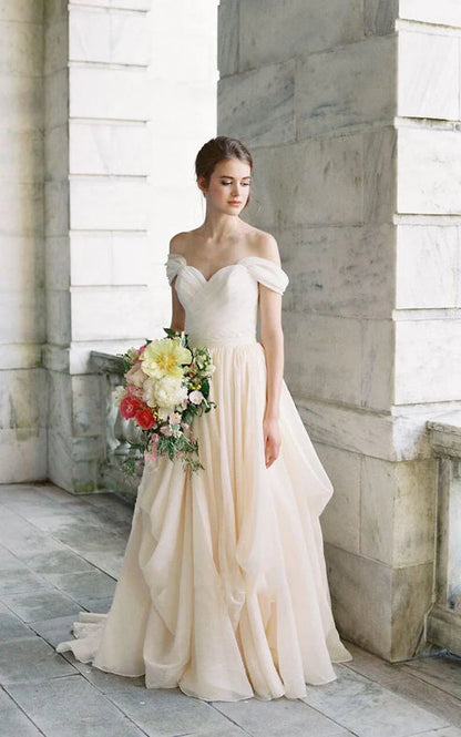 Off-The-Shoulder Drped Floor-Length Criss Cross Dress Elegant Beautiful