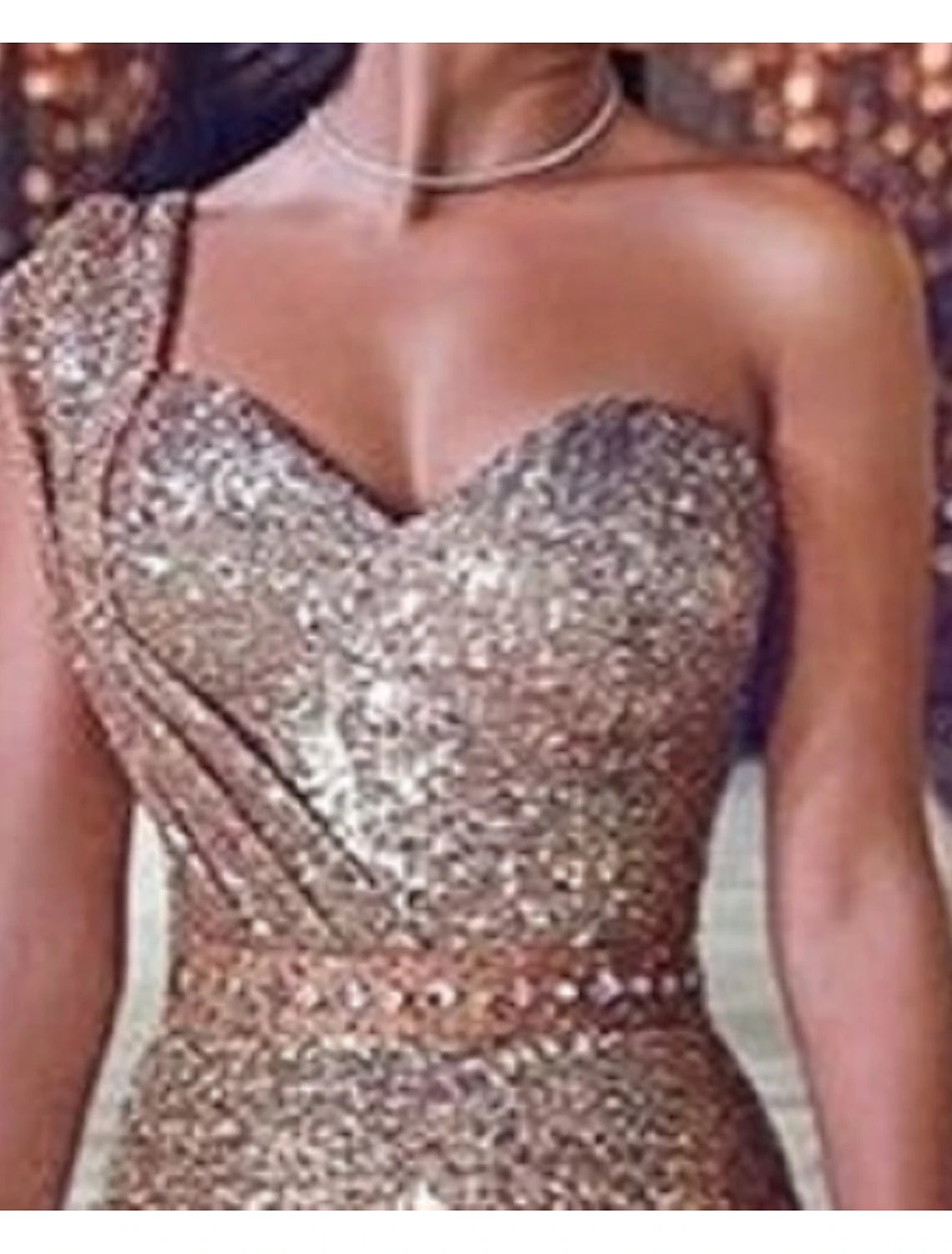 Sheath Mermaid Evening Dresses Sleek Glitter Sparking Sequins Evening Court Train Dress One Shoulder Sleeveless Party Dress  with Slit