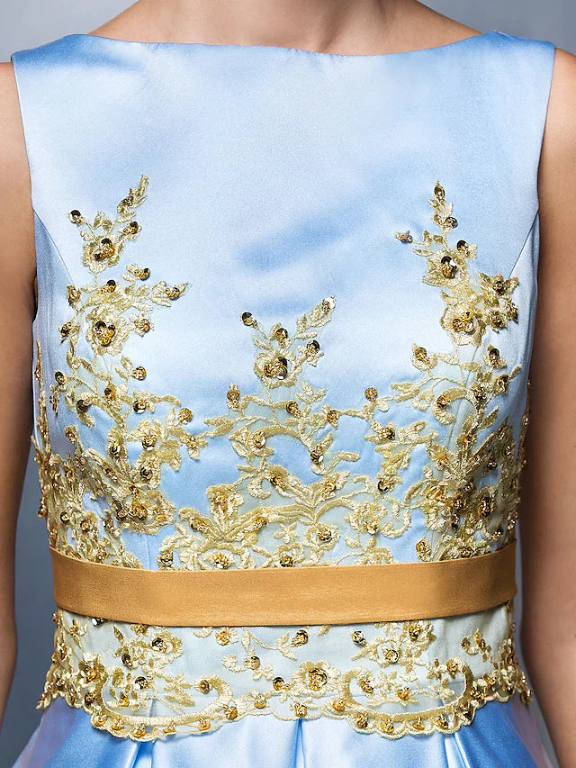 A-Line Special Occasion Dresses Party Dress Wedding Guest Knee Length Long Sleeve Off Shoulder Satin with Pleat