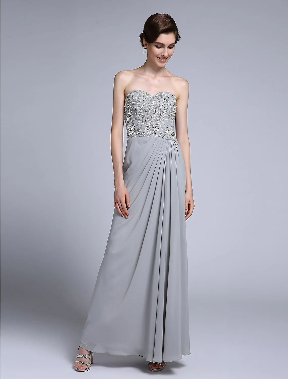 Sheath / Column Mother of the Bride Dress Convertible Dress Ankle Length Chiffon Half Sleeve No with Sequin Side Draping