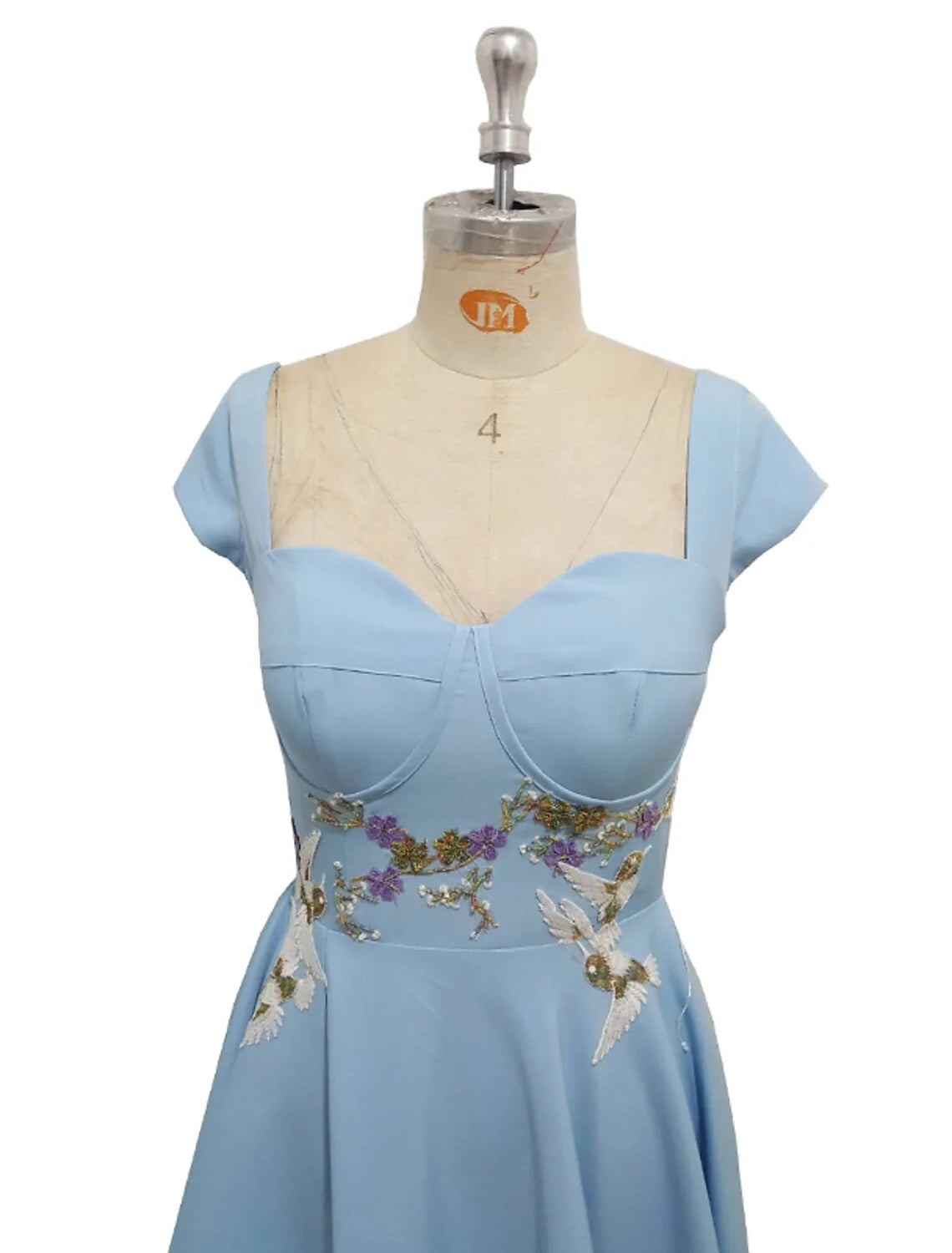 A-Line Evening Gown Elegant Dress Party Wear Floor Length Short Sleeve Sweetheart Stretch Fabric with Appliques