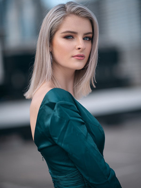 A-Line/Princess Long Sleeves Ruffles Satin Chiffon V-neck Floor-Length Party Dresses Formal Dresses