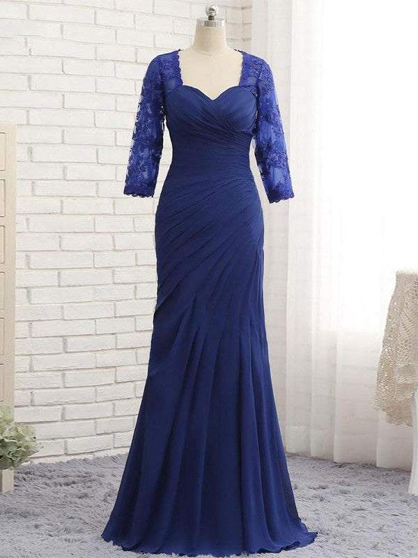 A Line Trumpet/Mermaid Chiffon Lace Sweetheart 3/4 Sleeves Floor-Length Mother of the Bride Dresses