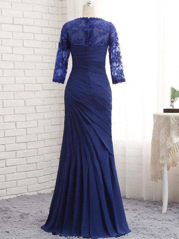 A Line Trumpet/Mermaid Chiffon Lace Sweetheart 3/4 Sleeves Floor-Length Mother of the Bride Dresses