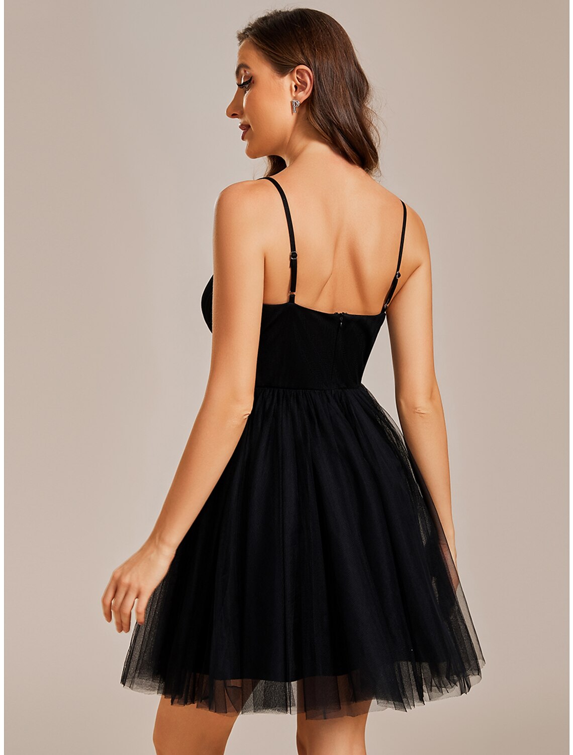 A-Line Homecoming Dresses Princess Dress Cocktail Party Birthday Short / Mini Sleeveless Spaghetti Strap Tulle with Ruched