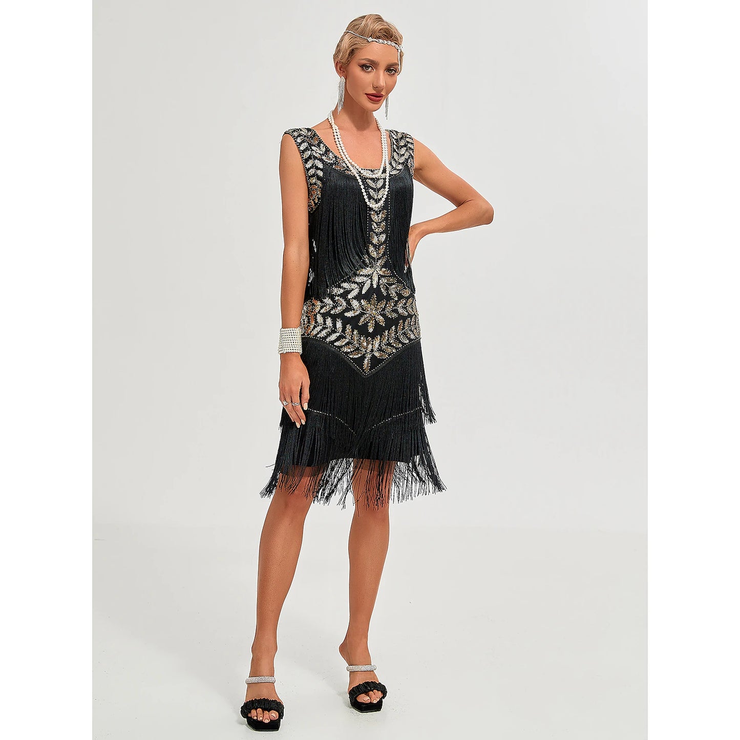 Roaring 20s 1920s Vacation Dress Cocktail Dress Flapper Dress Dress Masquerade The Great Gatsby Charleston Women's Sequins Tassel Fringe Cosplay Costume New Year Party / Evening Homecoming Prom Dress