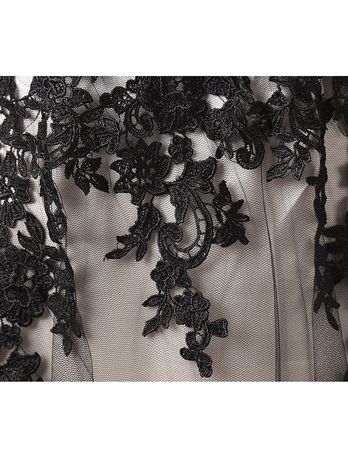 Formal Evening Ankle Length Half Sleeve Jewel Neck Fall Wedding Guest Lace with Lace Insert Appliques